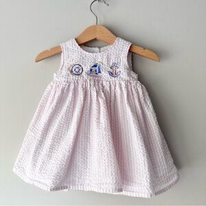 Dylan & Abby Seersucker Sailor Embroidered Dress